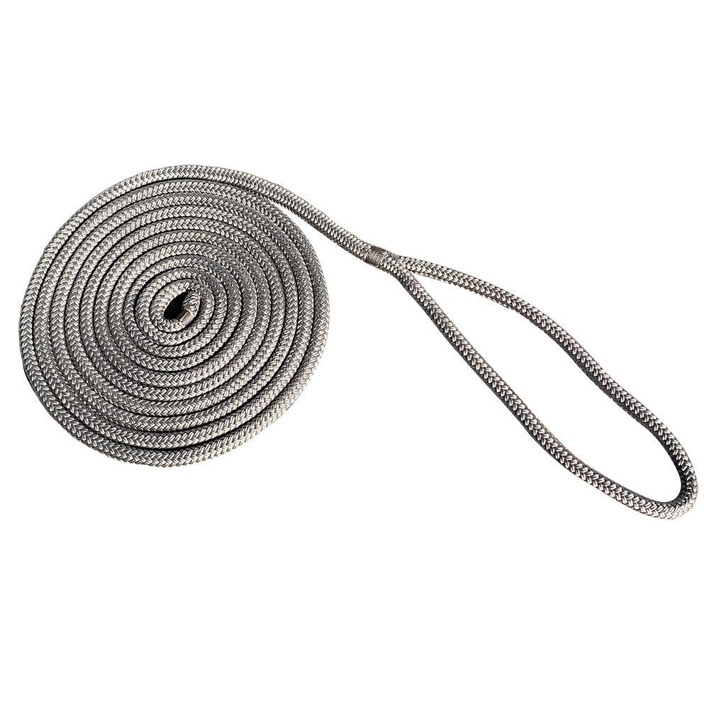 New England Rope 34 x 25 Nylon Double Braid Dock Line Grey 50582400025