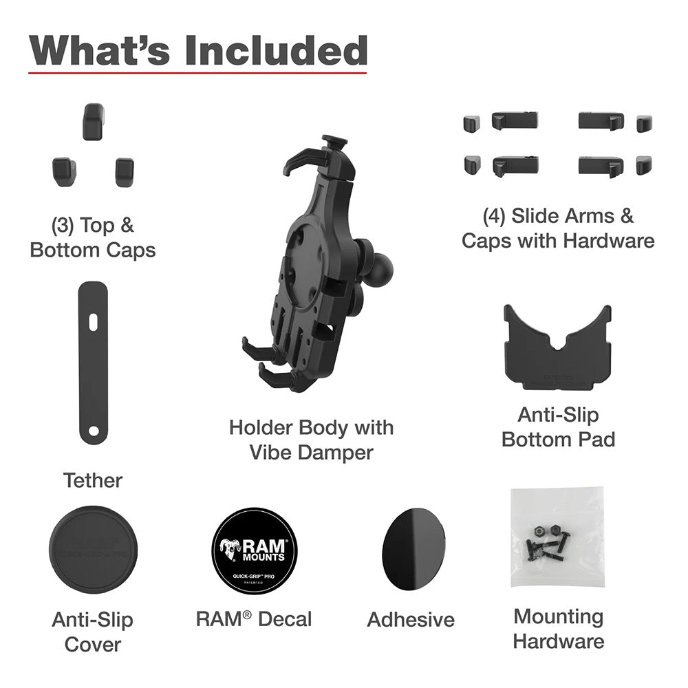 Ram Mount RAM QuickGrip Pro Phone Holder wBall Vibration Damper RAMHOLPD5BVU
