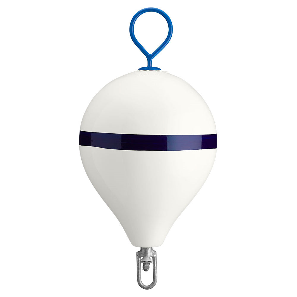 Polyform 17 CM Mooring Buoy wGalvanized Iron White Blue Stripe CM3 WHITE WSTRIP