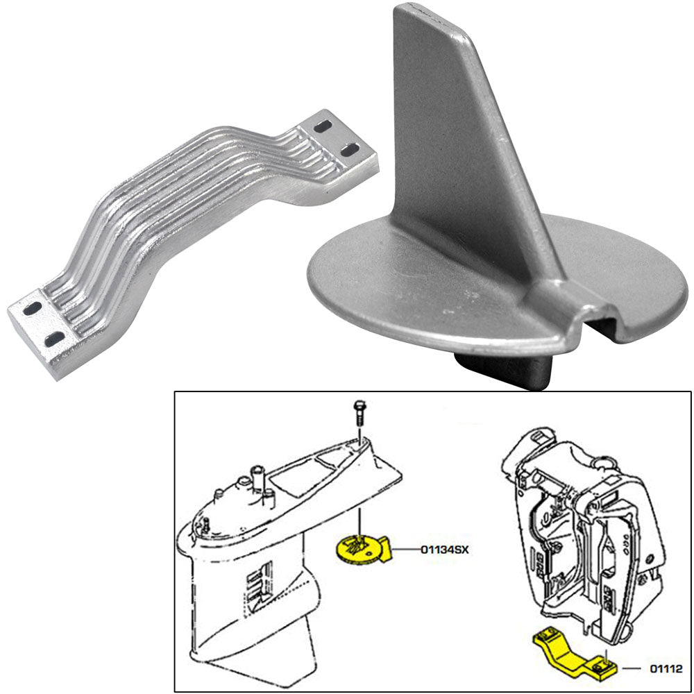 Tecnoseal Anode Kit wHardware Yamaha 150200HP Left Hand Rotation Aluminum 21102AL