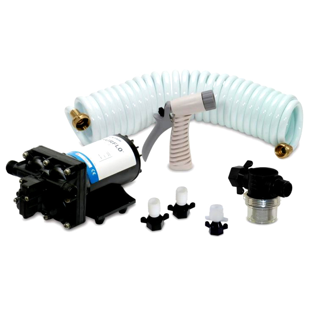 Shurflo by Pentair BLASTERII Washdown Kit 12VDC 35GPM w25 Hose Nozzle Strainer Fittings 4338121E07