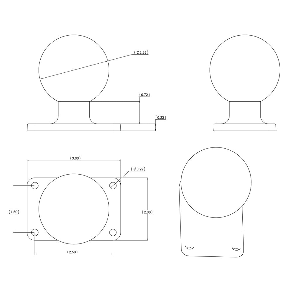RAM Mount 2 x 3 Rectangle Base w225 Ball RAMD202U23