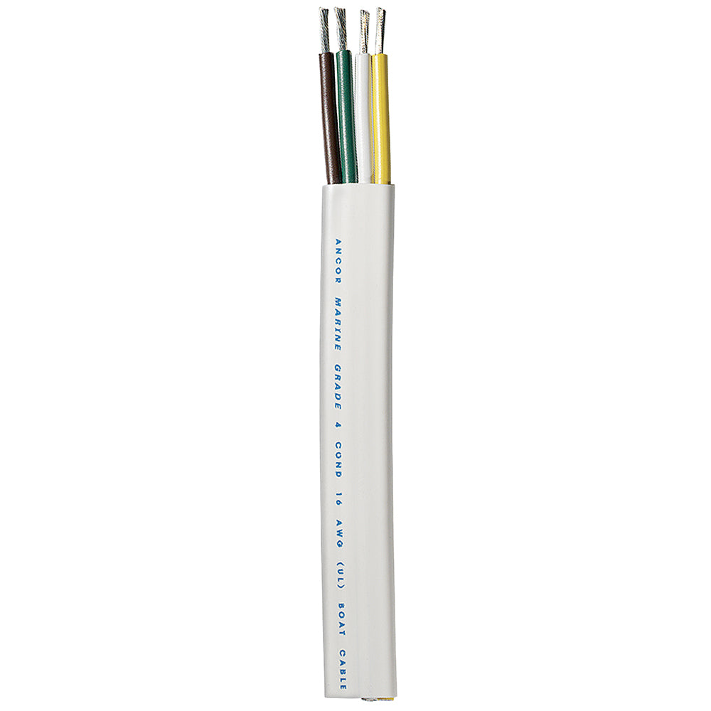 Ancor Trailer Cable 164 AWG YellowWhiteGreenBrown Flat 100 154010