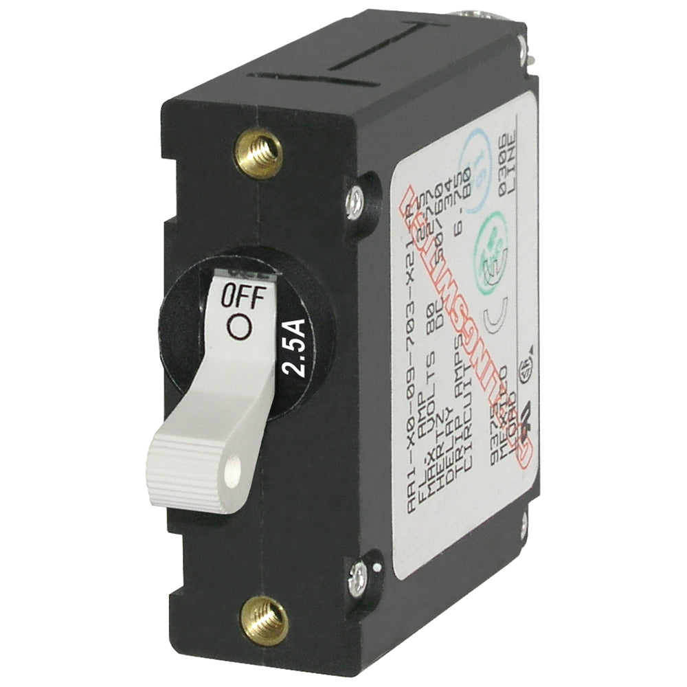 Blue Sea 7197 ASeries White Toggle Circuit Breaker Single Pole 25A 7197