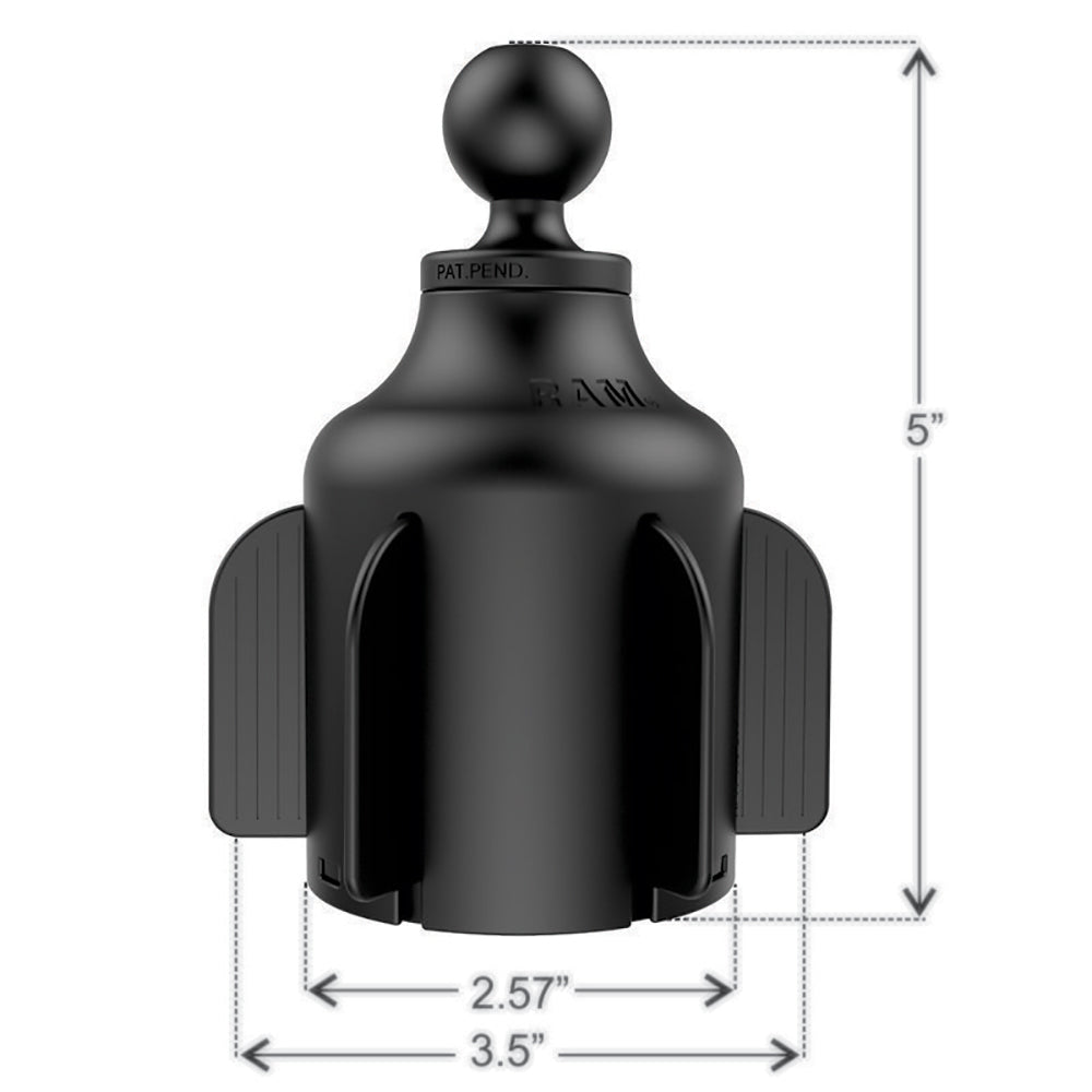 RAM Mount RAM Stubby Cup Holder Mount wDiamond Plate RAPB2994238U