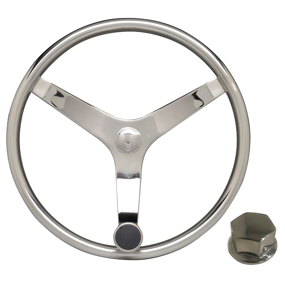 Uflex V46 135 Stainless Steel Steering Wheel wSpeed Knob Chrome Nut V46 KIT