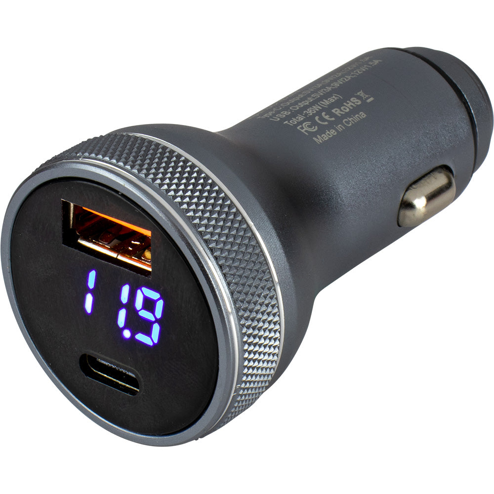 SeaDog Round USB USBC Power Plug wVoltmeter 4265141