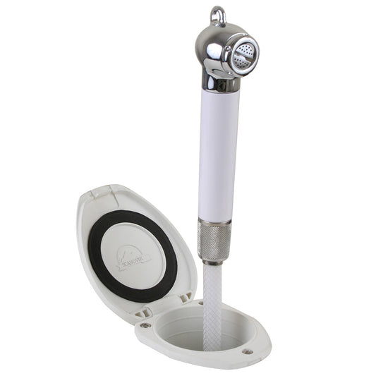 Scandvik Recessed Shower w6 White Hose  PushButton 12106P