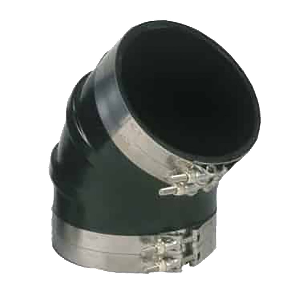 Trident Marine 8 ID 45Degree EPDM Black Rubber Molded Wet Exhaust Elbow w4 TBolt Clamps TRL845SS