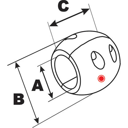 Performance Metals 3 Streamlined Shaft Anode  Aluminum C3000A