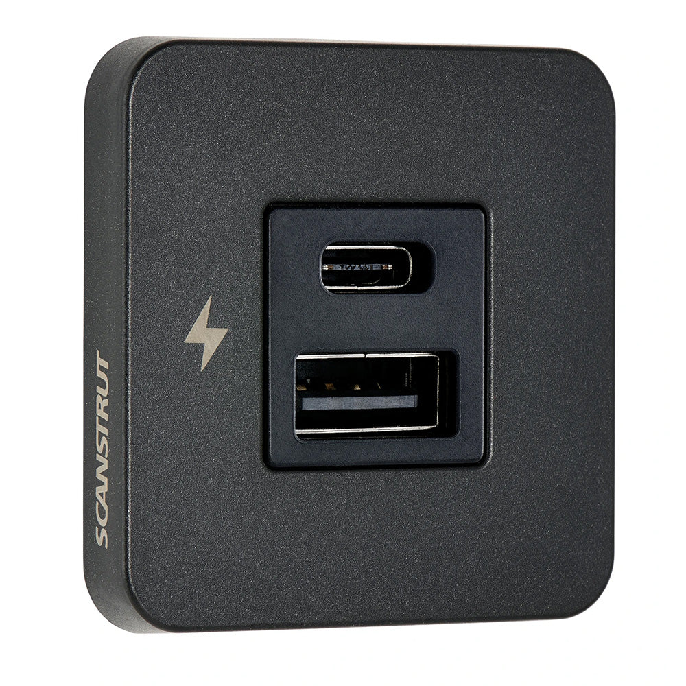 Scanstrut TILE USBAUSBC Interior Charging Socket  1224V  Black Bezel SCTILE10