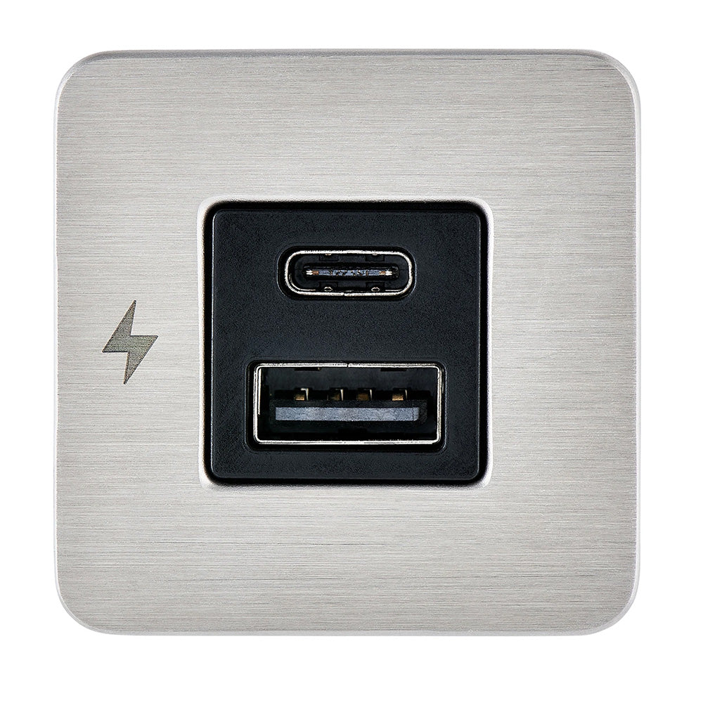 Scanstrut TILE USBAUSBC Interior Charging Socket  1224V  Stainless Steel Bezel SCTILE11