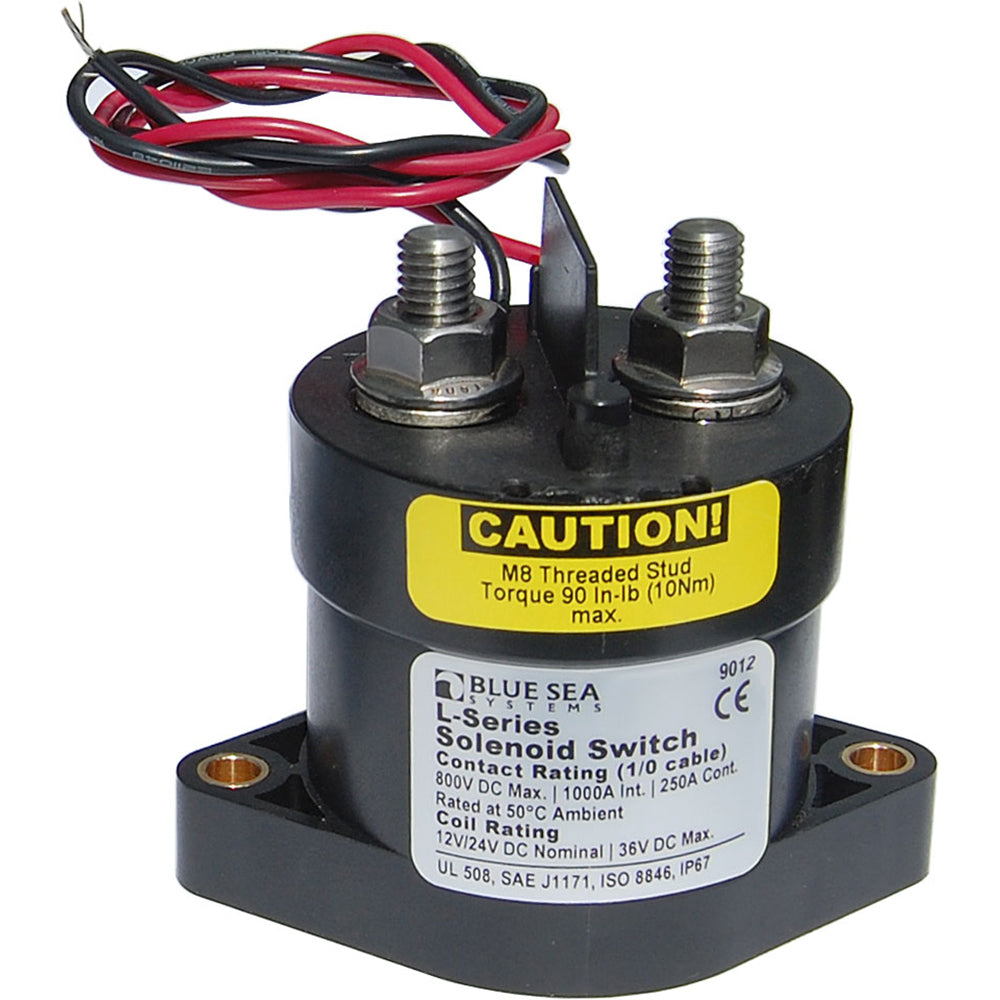 Blue Sea 9012 L Solenoid Switch  1224VDC  250A 9012