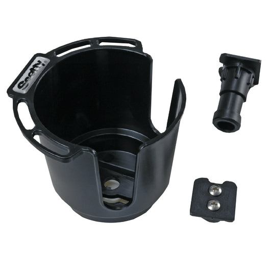 Scotty 311 Drink Holder wBulkheadGunnel Mount  Rod Holder Post Mount  Black 311BK