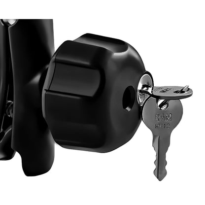 RAM Mount Knob wKeyed Lock  14  20 Brass Hole RAMKNOB3LU