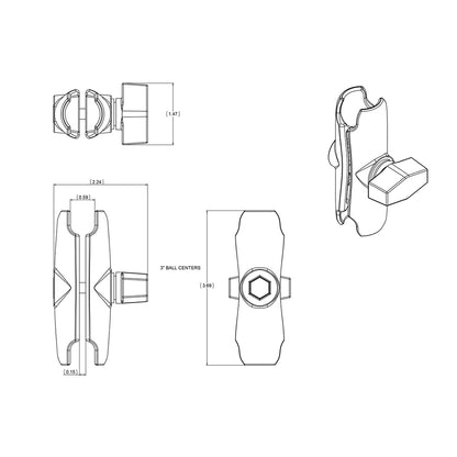RAM Mount Double Socket Arm f1 Ball RAMB201U