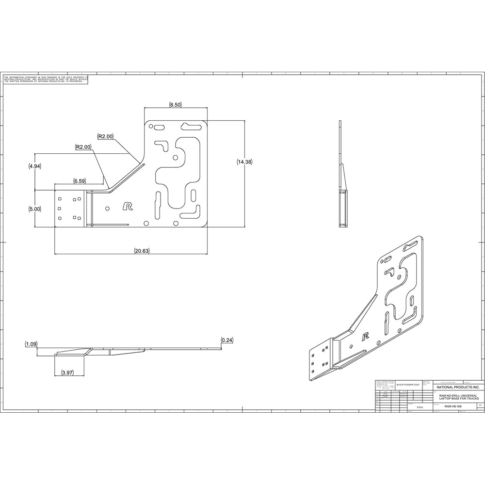 RAM Mount No Drill Vehicle Base fSemi Trucks RAMVB168