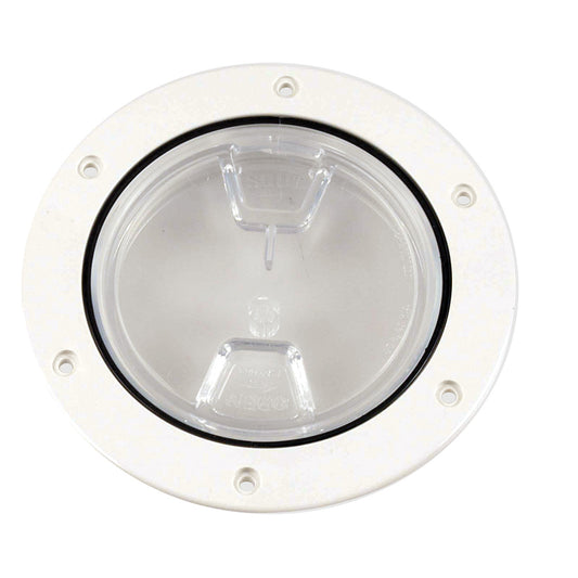 Beckson 4 Clear Center ScrewOut Deck Plate  White DP40WC