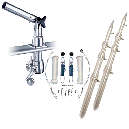 Rupp Z30 Top Gun Outrigger Kit w18 Poles  Complete Single Line Rigging Kit wKlickers Release Clips Z30TPGN18T
