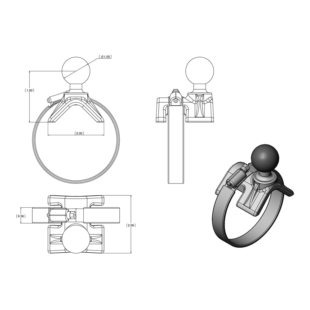 RAM Mount Strap Mount wShort Arm  Diamond Base RAMB108A238