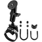 RAM Mount Strap Clamp Roll Bar Mount wStandard Length Double Socket Arm  25 Round Base w1420 Male Threaded Post