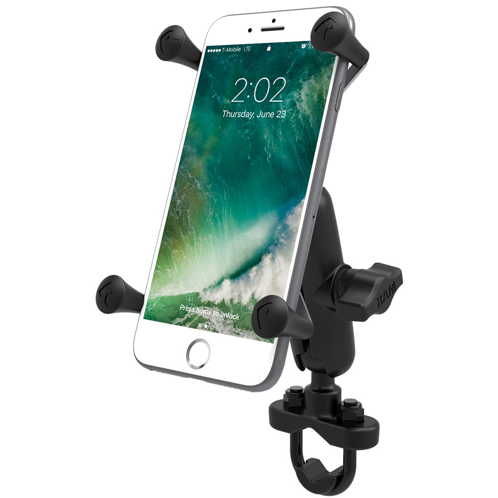 RAM Mount Handlebar Rail Mount wZinc Coated UBolt Base  Universal XGrip Large PhonePhablet Cradle RAMB149ZUN10U