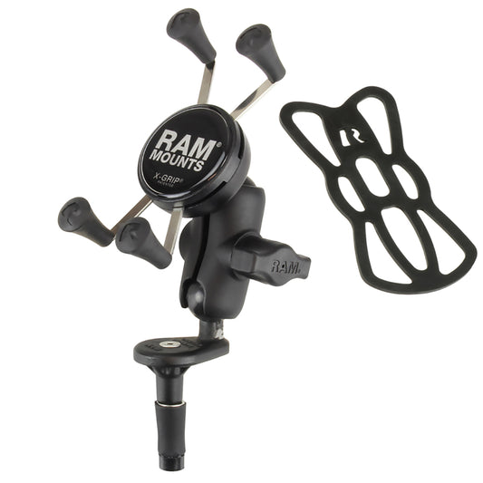 RAM Mount Fork Stem Mount wShort Double Socket Arm  Universal XGrip CelliPhone Cradle RAMB176AUN7U