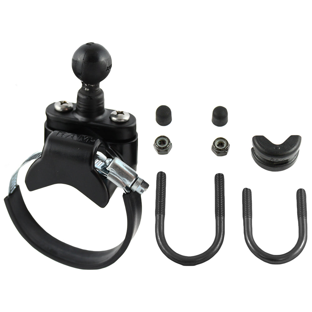 RAM Mount Rail Base wZinc Coated UBolt ATVUTV Strap  1 Ball for Rails to 315 in Diameter RAMB231Z2U