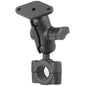 RAM Mount RAM Torque 34  1 Diameter HandlebarRail Base with 1 Ball SHORT Arm and Diamond Plate RAMB408751A238U