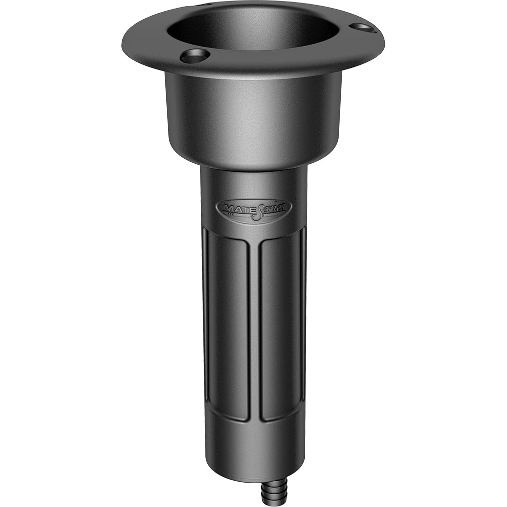Mate Series Plastic 0 Rod  Cup Holder  Drain  Round Top  Black P1000DB