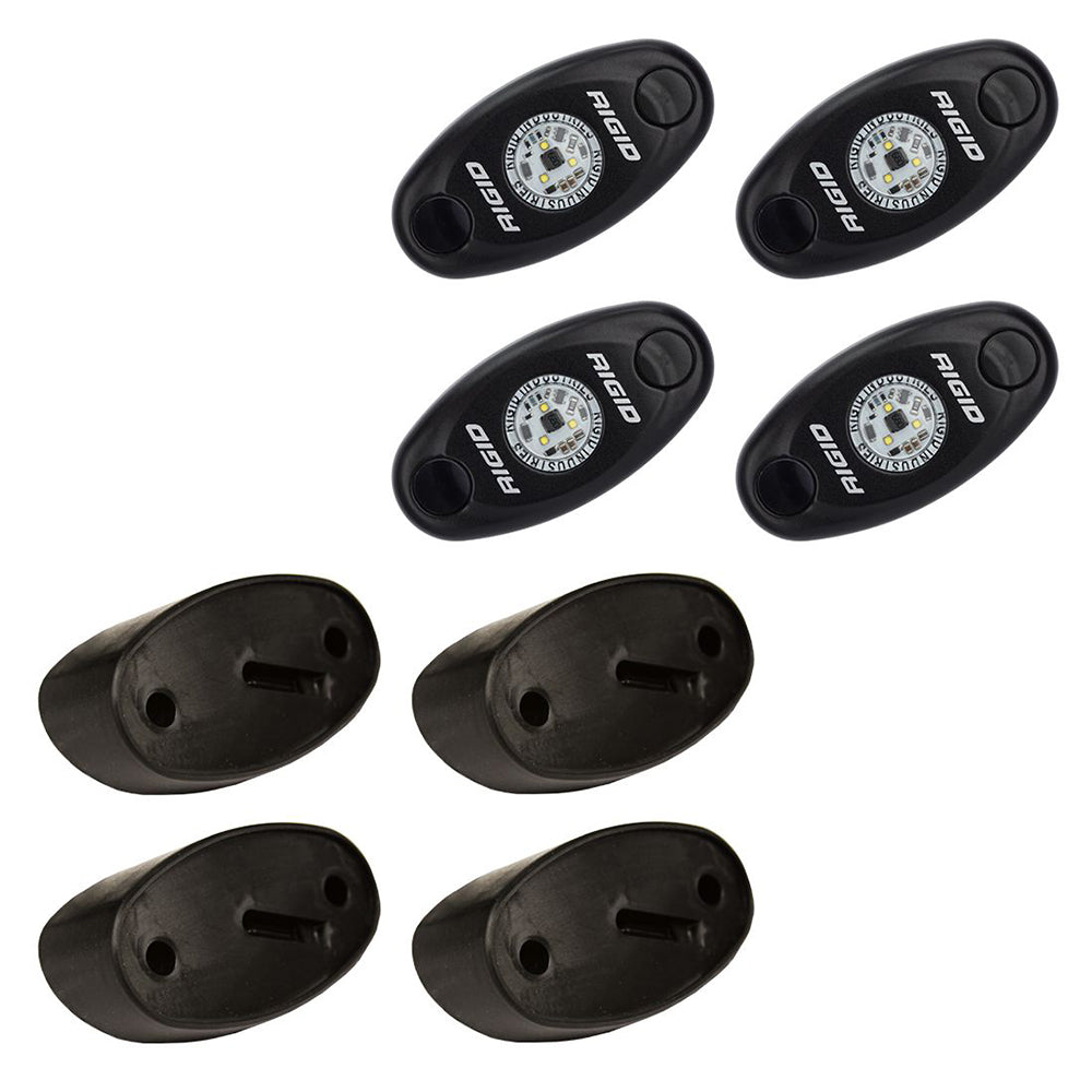 RIGID Industries ASeries Rock Light Kit  4 Cool White Lights  Black 400203