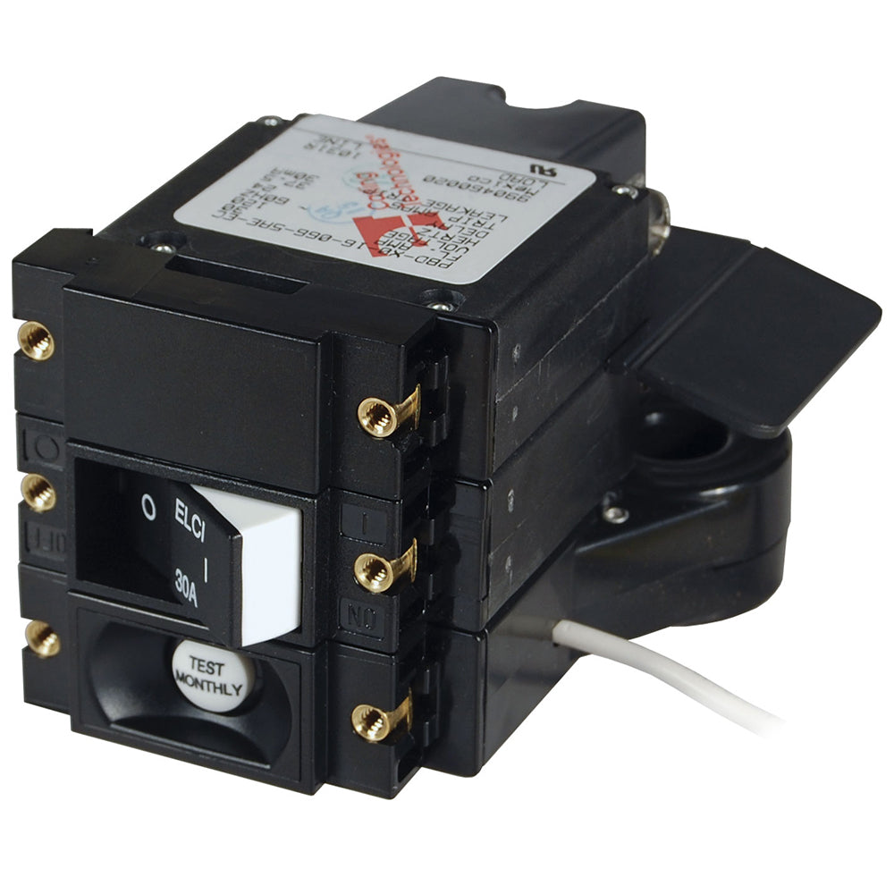 Blue Sea ASeries ELCI Main Circuit Breaker  Double Pole 120V AC 30A  Flat Rocker 3102100