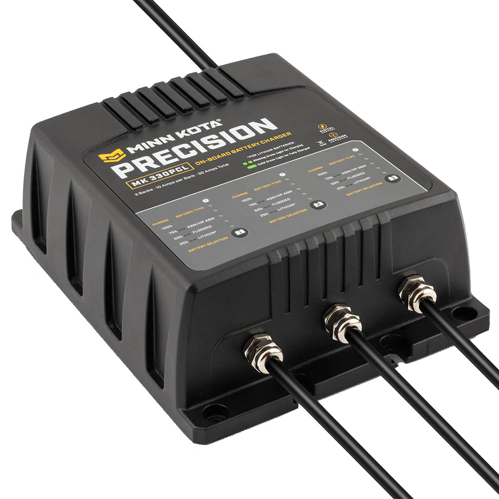 Minn Kota OnBoard Precision Charger MK330 PCL 3 Bank x 10 AMP LI Optimized Charger 1833301