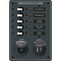 Blue Sea 8120  5 Position 12V Panel wDual USB  12V Socket 8120