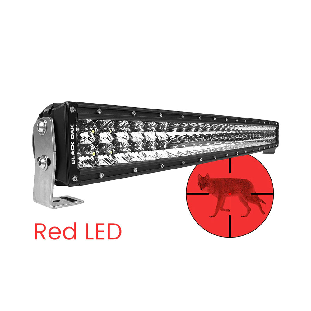 Black Oak 30 Curved Double Row Red LED Predator Hunting Light Bar  Combo Optics  Black Housing  Pro Series 30 30CRD3OS