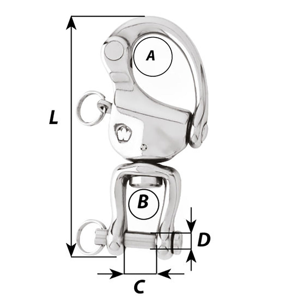 Wichard HR Snap Shackle With Clevis Pin Swivel  120mm Length  42332 2478W