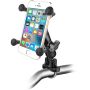 RAM Mount Handlebar Rail Mount w/Zinc Coated U-Bolt Base and Universal X-Grip® Cell/iPhone Cradle