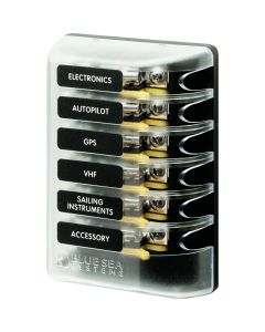 Blue Sea 5018 ST Glass Fuse Block w/out Negative Bus - 6 Circuit