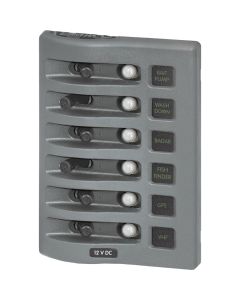 Blue Sea 4376 WeatherDeck Water Resistant Circuit Breaker Panel - 6 Position - Grey