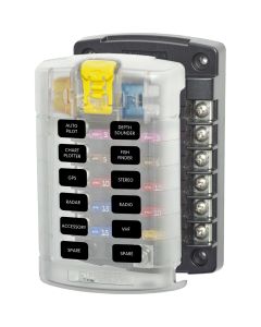 Blue Sea 5029 ST Blade Fuse Block w/Cover - 12 Circuit w/o Negative Bus