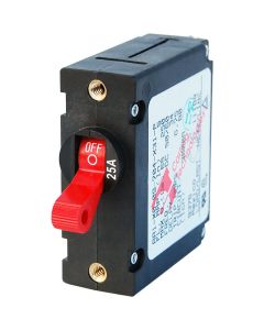Blue Sea 7217 AC / DC Single Pole Magnetic World Circuit Breaker  -  25 Amp Red