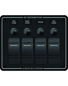 Blue Sea 8372 Water Resistant 4 Position - Black - Horizontal Mount Panel