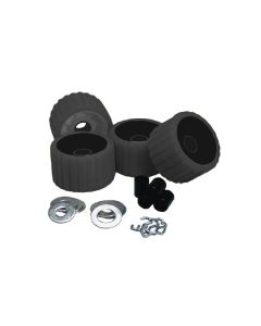 C.E. Smith Ribbed Roller Replacement Kit - 4 Pack - Black