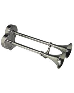 Ongaro Deluxe SS Dual Trumpet Horn - 12V