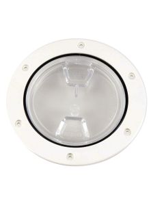 Beckson 4" Clear Center Screw-Out Deck Plate - White