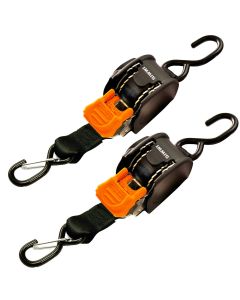 CargoBuckle Mini G3 Retractable Tie-Down w/ Dual S-Hooks 1" x 72" - Pair