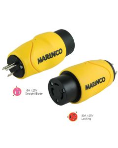 Marinco Straight Adapter 15Amp Straight Male to 30Amp Locking Female Connector