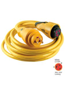 Marinco CS30-50 EEL 30A 125V Shore Power Cordset - 50' - Yellow