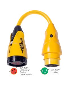 Marinco P503-30 EEL 30A-125V Female to 50A-125V Male Pigtail Adapter - Yellow