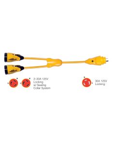 Marinco Y30-2-30 EEL (2)30A-125V Female to (1)30A-125V Male "Y" Adapter - Yellow